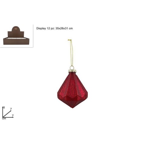 DIAMANTE VETRO 8 CM ROSSO